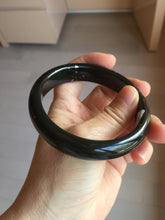 Load image into Gallery viewer, 60.4mm 100% Natural dark green/black meteorite Stellar Night sky broad style nephrite Jade bangle HF117-1025