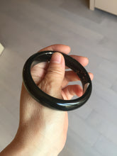 Load image into Gallery viewer, 60.4mm 100% Natural dark green/black meteorite Stellar Night sky broad style nephrite Jade bangle HF117-1025
