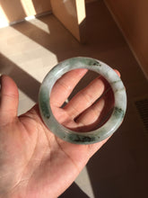 Load image into Gallery viewer, 58.5mm certified type A 100% Natural oily light green/white chubby round cut Jadeite Jade bangle BM20-2798