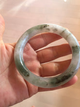 Load image into Gallery viewer, 58.5mm certified type A 100% Natural oily light green/white chubby round cut Jadeite Jade bangle BM20-2798