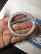 Load image into Gallery viewer, 51.5mm certified 100% natural type A light purple white slim oval round cut jadeite jade bangle BL51-3528