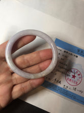 Load image into Gallery viewer, 51.5mm certified 100% natural type A light purple white slim oval round cut jadeite jade bangle BL51-3528