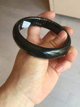 Load image into Gallery viewer, 60.4mm 100% Natural dark green/black meteorite Stellar Night sky broad style nephrite Jade bangle HF117-1025