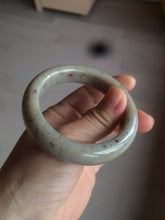 Load image into Gallery viewer, 52.8mm 100% Natural white/beige/gray with floating dandelions nephrite jade bangle HT96