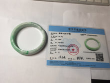 Load image into Gallery viewer, 56mm certified 100% natural Type A sunny green white jadeite bangle PD147-6264