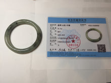 Load image into Gallery viewer, 54.5mm Certified type A 100% Natural light green dark green floating seaweed slim round cut Jadeite bangle PC59-6609