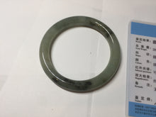 Load image into Gallery viewer, 54.5mm Certified type A 100% Natural light green dark green floating seaweed slim round cut Jadeite bangle PC59-6609