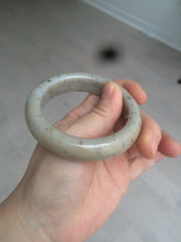 Load image into Gallery viewer, 52.8mm 100% Natural white/beige/gray with floating dandelions nephrite jade bangle HT96