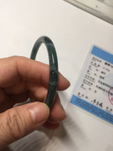 Load image into Gallery viewer, 55.6mm Certified Type A 100% Natural dark green/blue/gray Guatemala slim round cut Jadeite bangle PD20-4453