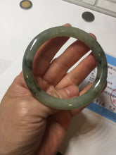 Load image into Gallery viewer, 54.5mm Certified type A 100% Natural light green dark green floating seaweed slim round cut Jadeite bangle PC59-6609