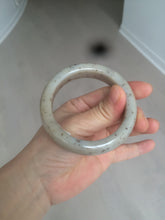 Load image into Gallery viewer, 52.8mm 100% Natural white/beige/gray with floating dandelions nephrite jade bangle HT96