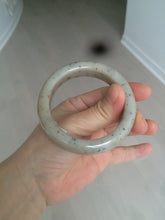 Load image into Gallery viewer, 52.8mm 100% Natural white/beige/gray with floating dandelions nephrite jade bangle HT96