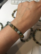 Load image into Gallery viewer, 6-8mm size 52-64mm 100% natural type A green/yellow/brown/black jadeite jade beads bracelet group BL133