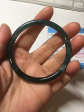 Load image into Gallery viewer, 55.6mm Certified Type A 100% Natural dark green/blue/gray Guatemala slim round cut Jadeite bangle PD20-4453