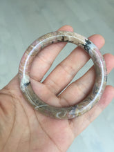 Load image into Gallery viewer, 52.8mm 100% natural fresh light pink/black round cut rose stone (Rhodonite)bangle XY104