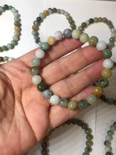 Load image into Gallery viewer, 6-8mm size 52-64mm 100% natural type A green/yellow/brown/black jadeite jade beads bracelet group BL133