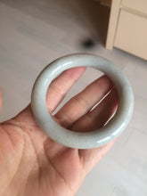 Load image into Gallery viewer, 56.4mm 100% Natural white/beige/gray with floating dandelions round cut nephrite jade bangle HT95