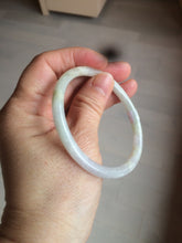 Load image into Gallery viewer, 55.5mm Certified type A 100% Natural light purple/white/green slim round cut Jadeite bangle BF74-2550