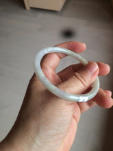 Load image into Gallery viewer, 55.5mm Certified type A 100% Natural light purple/white/green slim round cut Jadeite bangle BF74-2550