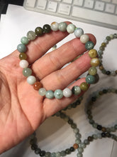 Load image into Gallery viewer, 6-8mm size 52-64mm 100% natural type A green/yellow/brown/black jadeite jade beads bracelet group BL133