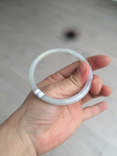 Load image into Gallery viewer, 55.5mm Certified type A 100% Natural light purple/white/green slim round cut Jadeite bangle BF74-2550