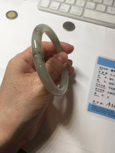 Load image into Gallery viewer, 54mm Certified type A 100% Natural light green dark green floating seaweed round cut Jadeite bangle PC60-6625