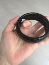 Load image into Gallery viewer, 61mm 100% Natural dark green/black meteorite Stellar Night sky broad style nephrite Jade bangle HF92-1032