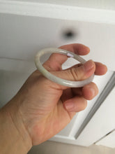 Load image into Gallery viewer, 55.5mm Certified type A 100% Natural light purple/white/green slim round cut Jadeite bangle BF74-2550