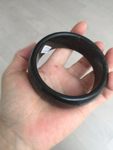 Load image into Gallery viewer, 61mm 100% Natural dark green/black meteorite Stellar Night sky broad style nephrite Jade bangle HF92-1032