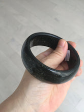 Load image into Gallery viewer, 61mm 100% Natural dark green/black meteorite Stellar Night sky broad style nephrite Jade bangle HF92-1032