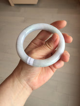 Load image into Gallery viewer, 56.2mm certified 100% natural light green/white/purple chubby round cut jadeite jade bangle BS37-(5563)