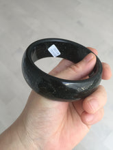 Load image into Gallery viewer, 61mm 100% Natural dark green/black meteorite Stellar Night sky broad style nephrite Jade bangle HF92-1032
