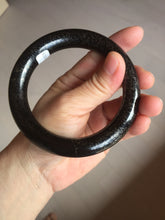 Load image into Gallery viewer, 62.5mm certified 100% Natural black(MO YU 墨玉) meteorite Stellar Night sky chubby round cut nephrite bangle HF120-8235