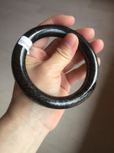 Load image into Gallery viewer, 62.5mm certified 100% Natural black(MO YU 墨玉) meteorite Stellar Night sky chubby round cut nephrite bangle HF120-8235