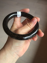 Load image into Gallery viewer, 62.5mm certified 100% Natural black(MO YU 墨玉) meteorite Stellar Night sky chubby round cut nephrite bangle HF120-8235