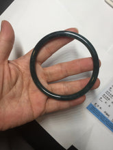 Load image into Gallery viewer, 63mm Certified Type A 100% Natural deep sea dark green/blue/black slim round cut Guatemala Jadeite bangle PC61-2067