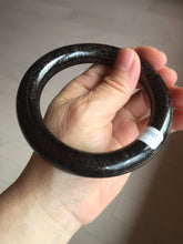 Load image into Gallery viewer, 62.5mm certified 100% Natural black(MO YU 墨玉) meteorite Stellar Night sky chubby round cut nephrite bangle HF120-8235