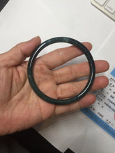 Load image into Gallery viewer, 63mm Certified Type A 100% Natural deep sea dark green/blue/black slim round cut Guatemala Jadeite bangle PC61-2067