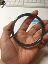Load image into Gallery viewer, 62.5mm Certified Type A 100% Natural deep sea dark green/blue/black slim round cut Guatemala Jadeite bangle PC162-7020