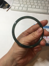 Load image into Gallery viewer, 62.5mm Certified Type A 100% Natural deep sea dark green/blue/black slim round cut Guatemala Jadeite bangle PC162-7020