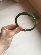 Load image into Gallery viewer, 62mm certified 100% Natural dark green black (碧玉) slim round cut nephrite Jade bangle HT108-0138