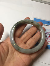 Load image into Gallery viewer, 57.7mm certified Type A 100% Natural dark green brown white with floating seaweed Jadeite Jade bangle BS24-7692