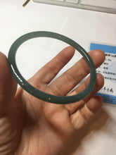 Load image into Gallery viewer, 56.5mm Certified Type A 100% Natural icy watery green/blue/black/gray slim round cut Guatemala Jadeite bangle PC63-7050
