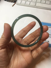 Load image into Gallery viewer, 56.5mm Certified Type A 100% Natural icy watery green/blue/black/gray slim round cut Guatemala Jadeite bangle PC63-7050