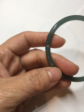 Load image into Gallery viewer, 56.5mm Certified Type A 100% Natural icy watery green/blue/black/gray slim round cut Guatemala Jadeite bangle PC63-7050