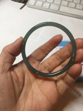 Load image into Gallery viewer, 56.5mm Certified Type A 100% Natural icy watery green/blue/black/gray slim round cut Guatemala Jadeite bangle PC63-7050