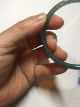 Load image into Gallery viewer, 56.5mm Certified Type A 100% Natural icy watery green/blue/black/gray slim round cut Guatemala Jadeite bangle PC63-7050