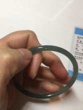 Load image into Gallery viewer, 56.5mm Certified Type A 100% Natural icy watery green/blue/black/gray slim round cut Guatemala Jadeite bangle PC63-7050