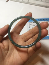 Load image into Gallery viewer, 56.5mm Certified Type A 100% Natural icy watery green/blue/black/gray slim round cut Guatemala Jadeite bangle PC63-7050