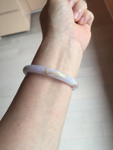 Load image into Gallery viewer, 52.7mm 100% Natural type A purple white carved and golden-painted Jadeite Jade bangle BP165-0271